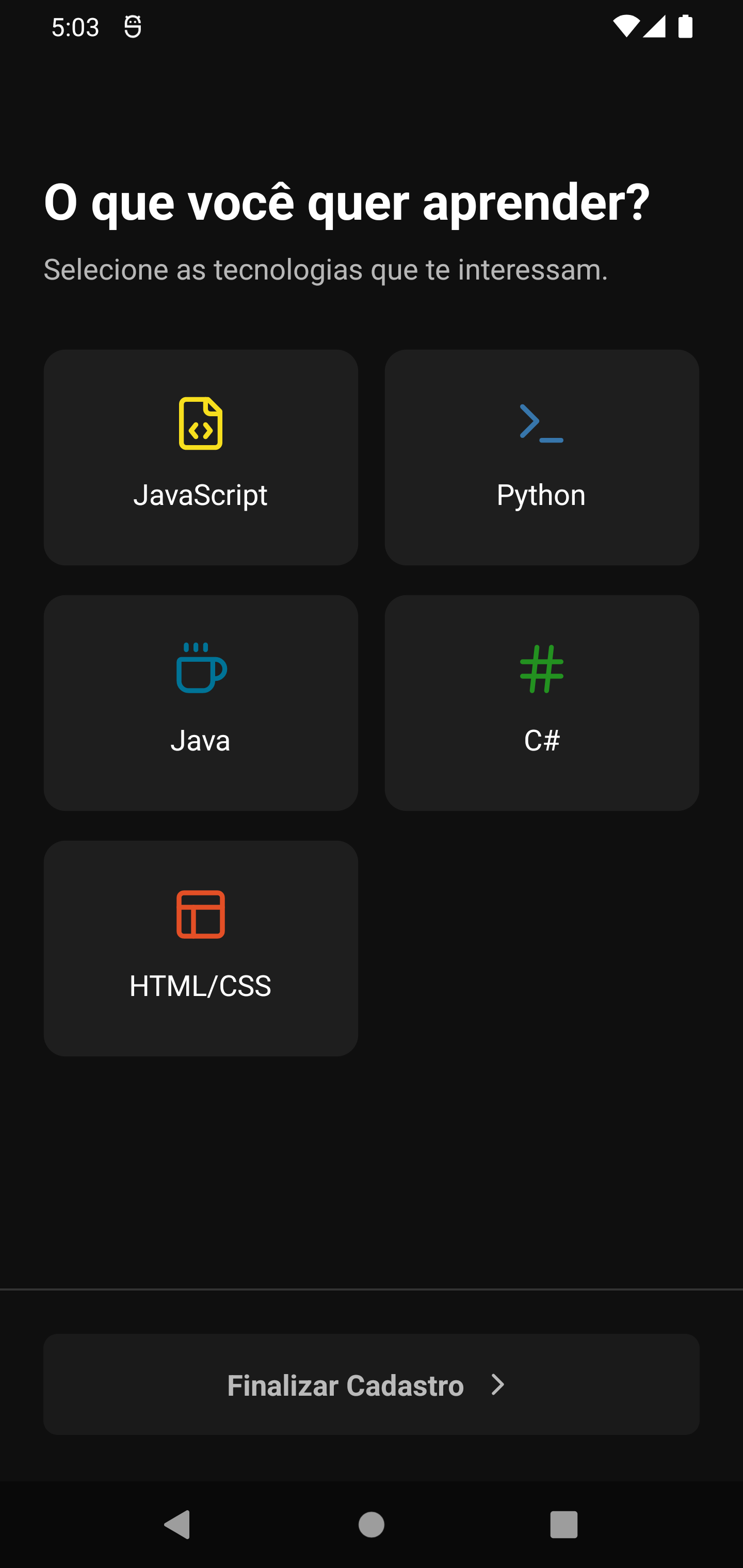 Escolha de Tecnologias